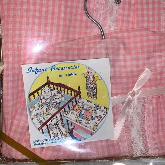 NWT Vintage Pink Gingham Diaper Stacker USA - Picture 8 of 9